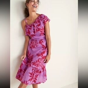 Old Navy One Shoulder Dress - Lavender and Crimson